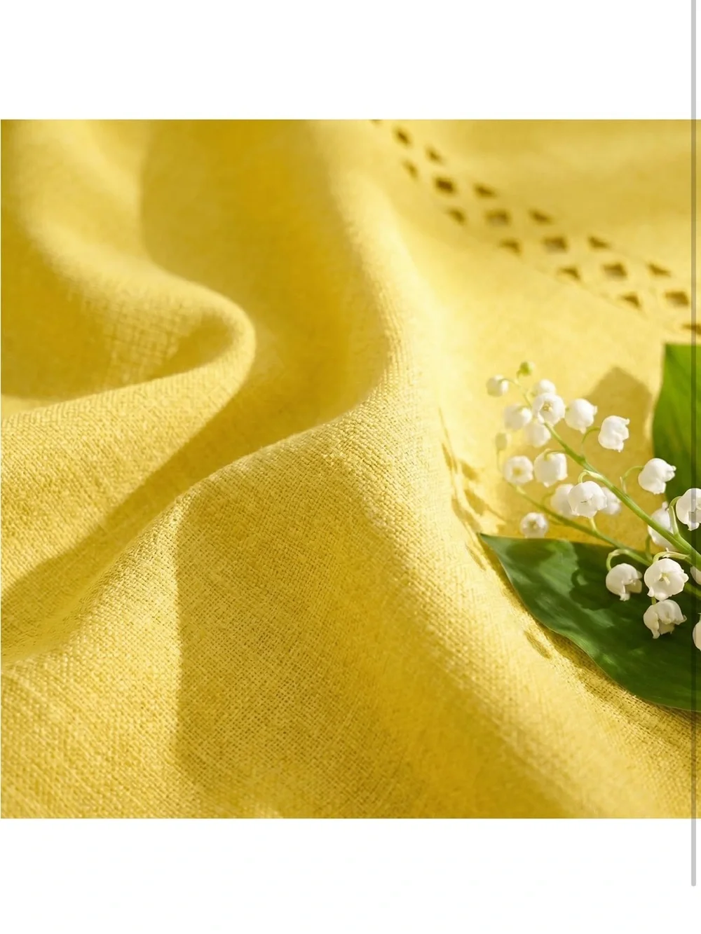 NEW Horaldaily Yellow Rectangle Tablecloth with Cutouts, Farmhouse Style